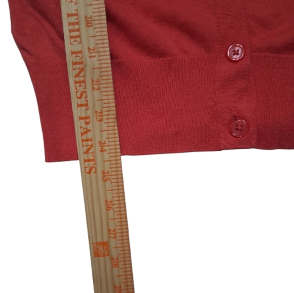 EUC ANN TAYLOR LOFT Sz. S Salmon Pink 3/4 Sleeve Cardigan Sweater - Picture 7 of 10